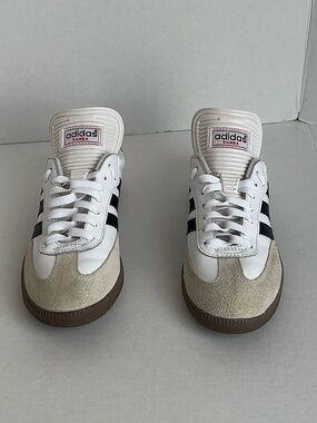 adidas Samba Indoor Soccer Shoes Men’s Size 7 White Black Gum Leather Suede